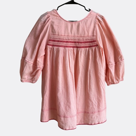 Free People Dylan Smocked Tunic Top NWT Size M Tropical Peach Combo Retail $148 - Picture 4 of 7